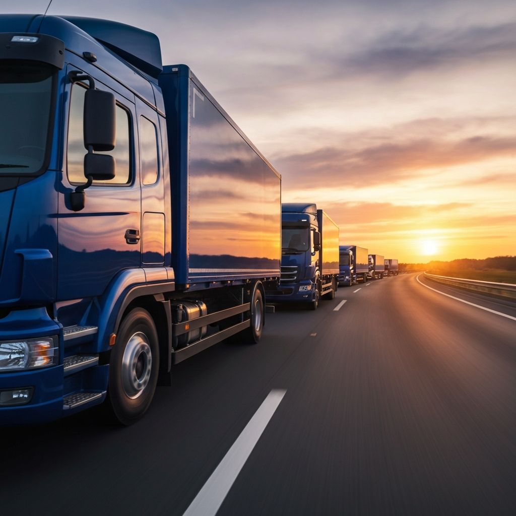 Fleet of distribution trucks